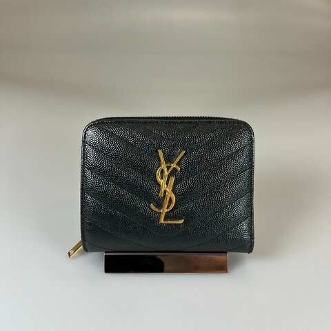 YSL 668288  黑金魚子醬ㄇ拉短夾