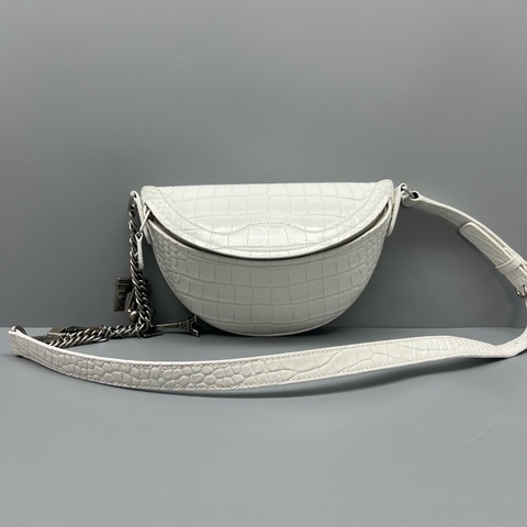 Balenciaga巴黎世家白色鰐壓紋胸包