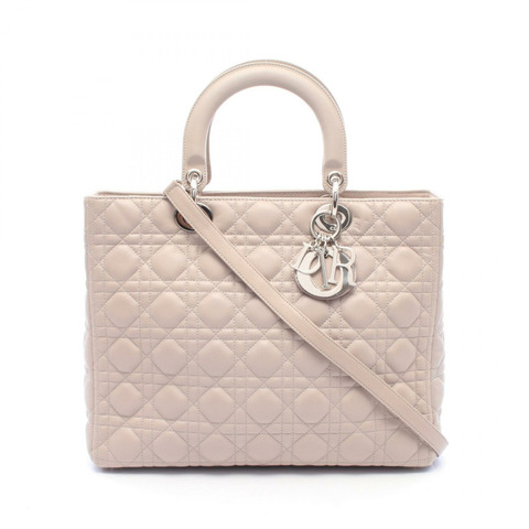 Christian Dior Lady Dior 大肩斜背包，米色皮革，二手