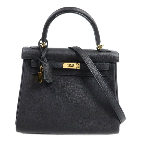 HERMES Togo皮革Kelly 25手挽肩背兩用袋Noir