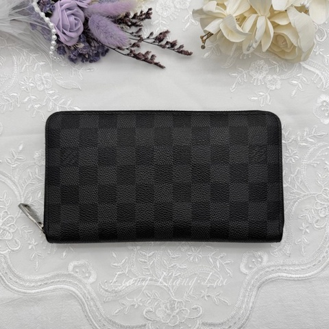 LOUIS VUITTON LV Damier Graphite 黑棋盤格拉鍊手拿長夾