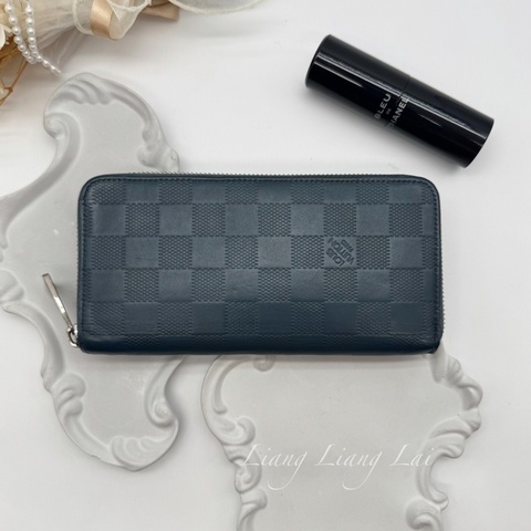 LOUIS VUITTON LV Damier Infini 土耳其藍拉鍊長夾