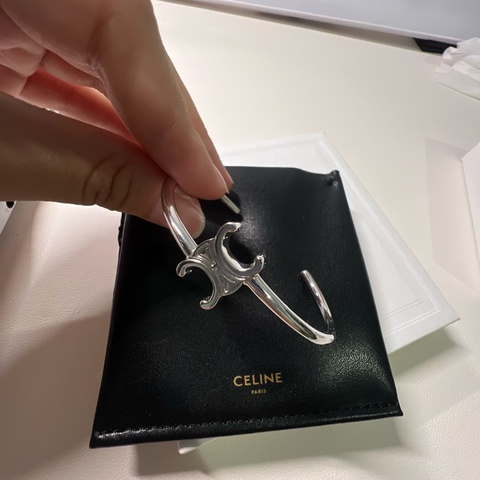 Celine 凱旋門不對稱 銀飾手環