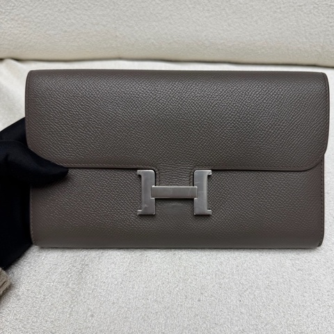 Hermès 愛馬仕Hermes 康康錢包 大象灰銀扣 epsom皮