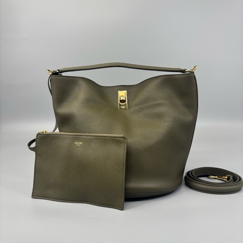 Celine 賽琳  Bucket 16荔枝紋牛皮子母水桶包 尺寸23*24