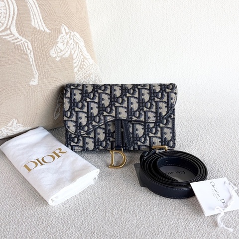 🌷帶吊牌！Dior 迪奧Oblique Saddle 老花腰包