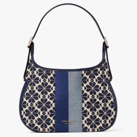 Kate Spade♠️  KS Spade Flower Jacquard Stripe PennySmall Hobo Bag K5520 黑桃針織提花流浪包 月牙包