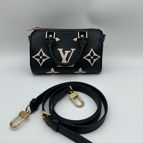Louis Vuitton 路易威登 LV speedy nano黑白熊貓全皮壓紋mini枕頭包