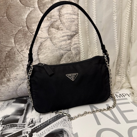 普拉特 PRADA 經典Vintage 中古 經典 黑尼龍 腋下包