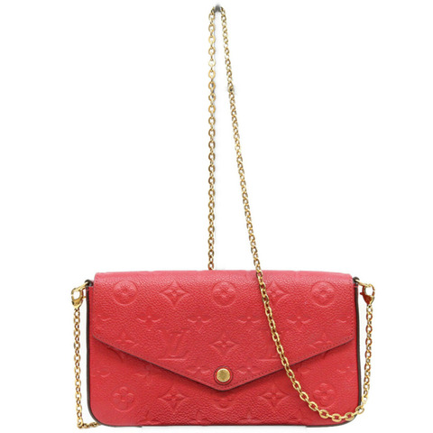 路易威登 M63700 Monogram Empreinte Cerise Pochette Felicie 單肩包，紅色配金色五金，女士款
