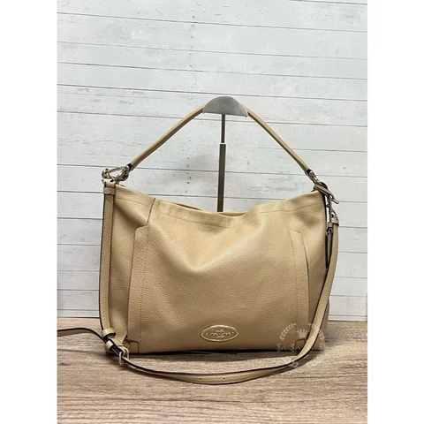 ~~趴趴小舖～～Coach Scout Hobo 專櫃款越南製荔枝牛皮兩用包/2way奶茶燕麥色（2608141322)