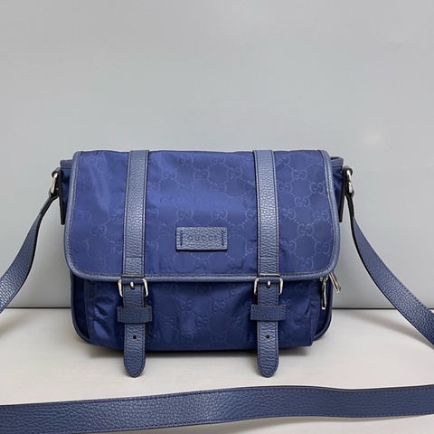 Gucci古馳 藍色尼龍雙G郵差包