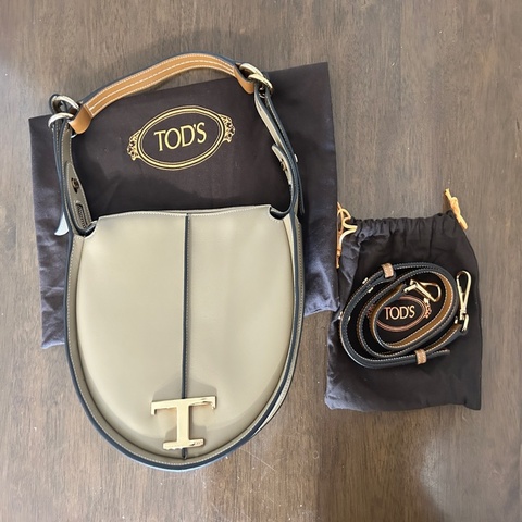 TOD'S ｜T Timeless 小牛皮手提/單肩包_奶茶色