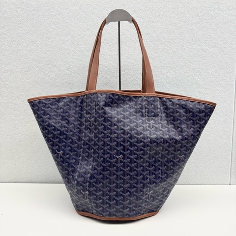 Goyard tote雙面帆布沙灘包藍紫棕