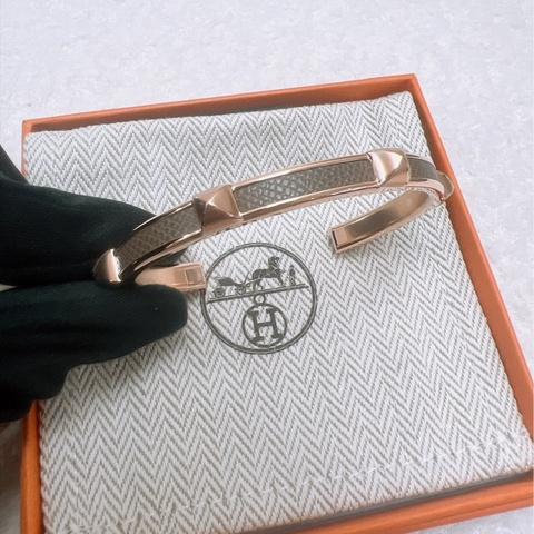 全新 (T2碼) Hermes athena 大象灰玫瑰金手環 手鐲