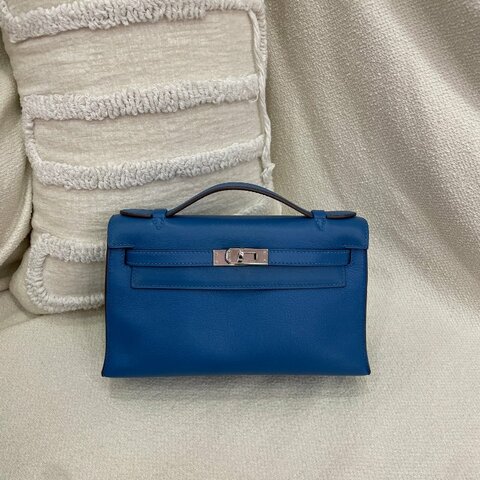 Hermès Mini Kelly I 天堂藍 Evercolor皮 銀扣