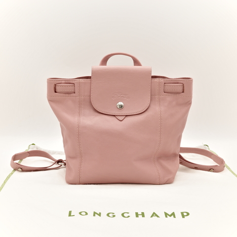 LongChamp Le Pliage Cuir 粉色 牛皮 束口 書包 後背包