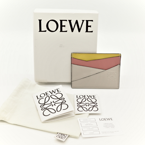 Loewe 羅威 米色 黃色 三拼 牛皮 卡包
