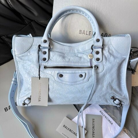 Balenciaga 巴黎世家 淺藍色 Le City 中號機車包 手提包斜挎包