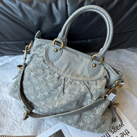 LV路易威登Louis Vuitton 灰色牛仔丹宁cabby小号單肩包手提包斜挎包