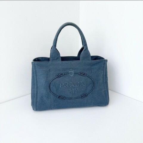 Prada 牛仔海軍藍🍬丹寧沙灘包大號 98新✨️
