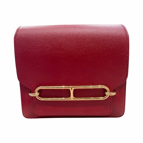 HERMÈS 愛馬仕 ROULIS MINI EVERCOLOR 肩背包 牛皮 酒紅色 金釦