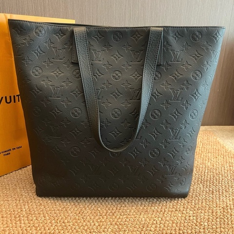 LV路易威登Louis Vuitton excursion黑色全皮手袋公文包托特包單肩包 芯片款