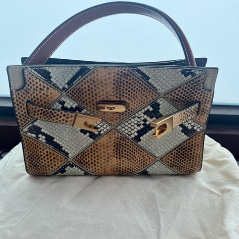 Tory Burch TB 334 LEE RADZIWILL 蟒蛇皮紋 單肩斜挎 手提女包 戴妃包 百搭有氣場