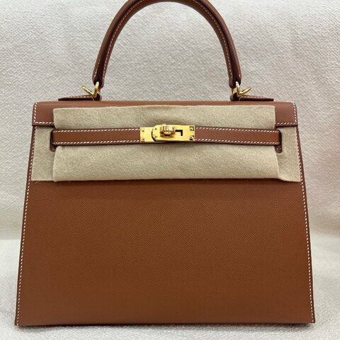 Hermès Kelly 25 金棕色 Mad皮 金扣