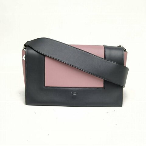 CELINE Frame小方包中號拼色牛皮革金扣肩背包
