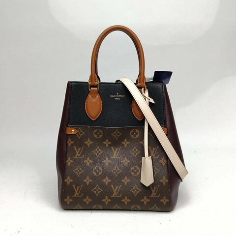 LV FOLDTOTE中號拼色牛皮革/PVC晶片肩背包