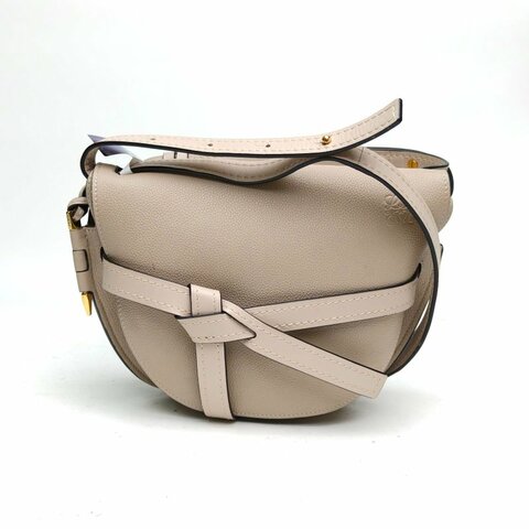 LOEWE Gate馬鞍斜跨包小號灰色牛皮革肩背包