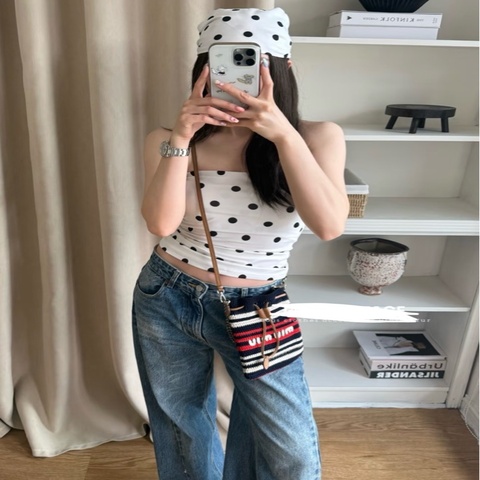 MIU MIU✨針織鉤針編織斜背包購物包