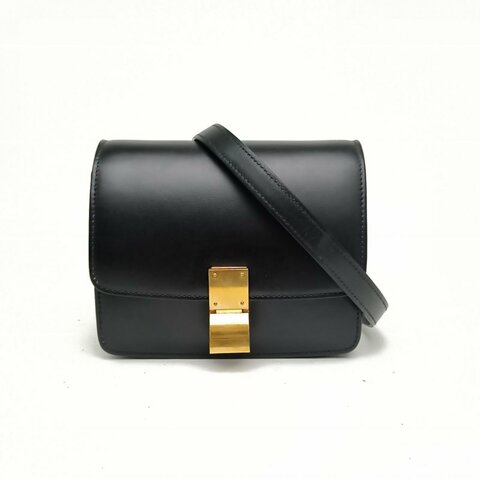 CELINE ClassicBoxTeen黑色牛皮革肩背包