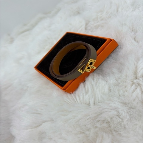 Hermes/愛馬仕 金棕金扣mini Kelly雙圈手鐲 Z刻 尺寸：T2