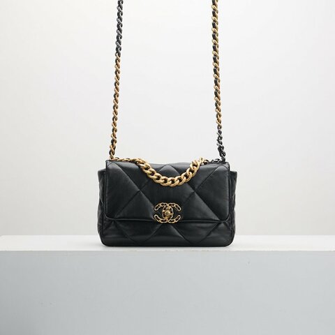 Chanel 19bag小號黑金/ 芯片款