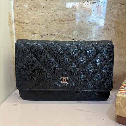 CHANEL黑銀荔枝牛皮WOC