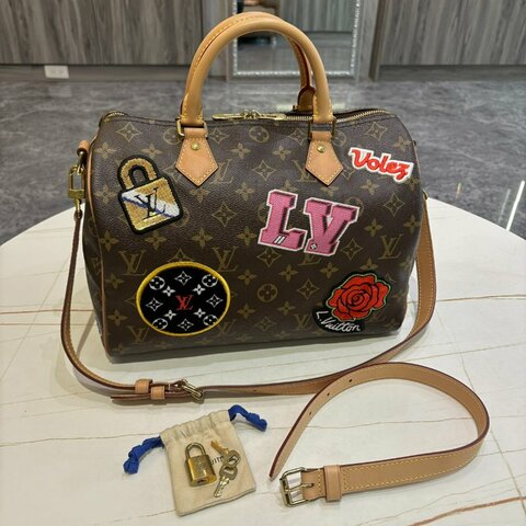 *SHIHNA名牌精品*M43989 刺繡徽章 Speedy30(肩背/斜背)