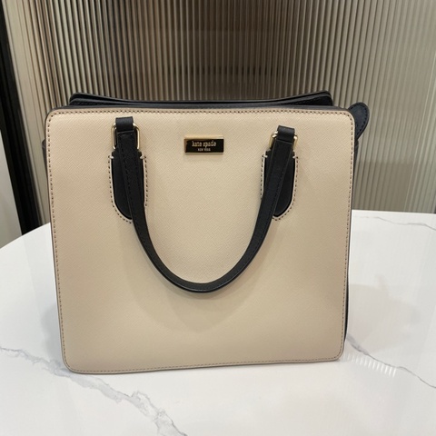Kate Spade NEW YORK托特包(杏黑拼接）手提包/肩背包