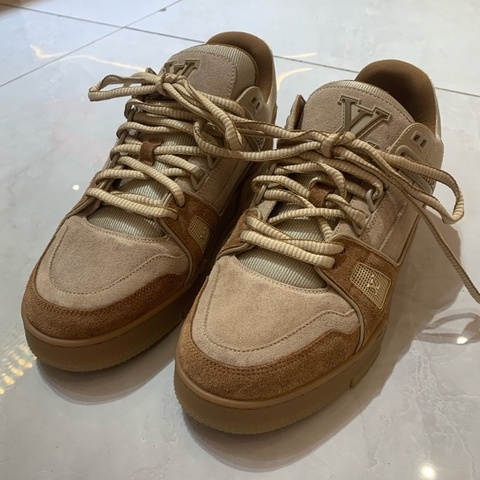 Lv Trainer 復古經典徽標 時尚板鞋 男女同款 棕色 6碼