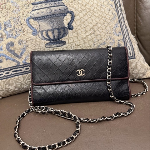 香奈兒 長夾 斜挎包 腋下包 黑色 棗紅色 chanel wallet on chain / wallet black burgundy