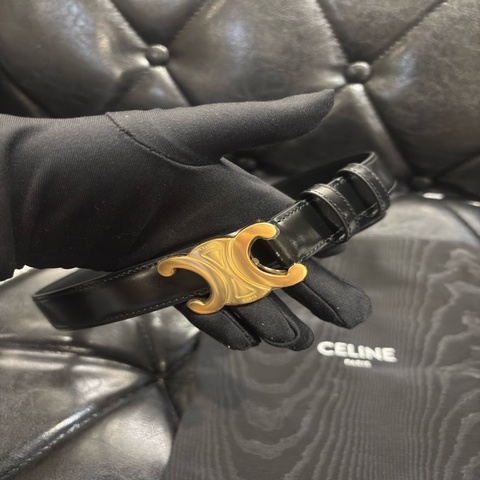 Céline 凱旋門黑金 皮帶/腰帶 寬2.5cm 尺寸80公分