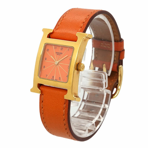 愛馬仕 H-Watch HH1 201 女士腕錶 橘色石英錶 H