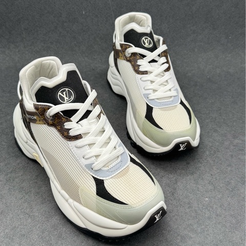 LOUIS VUITTON Run 55 Trainers 帆布 圓頭系帶 低幫 生活休閒鞋 女款 棕色 37.5碼