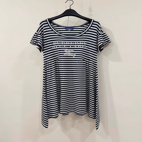 BURBERRY 藍標 橫條紋大戰馬字母洋裝