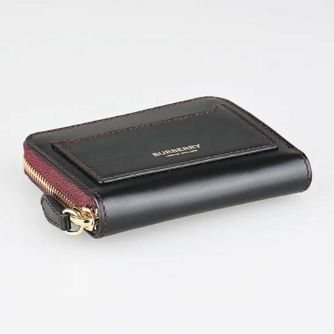 Burberry 燙金LOGO酒紅色零錢包