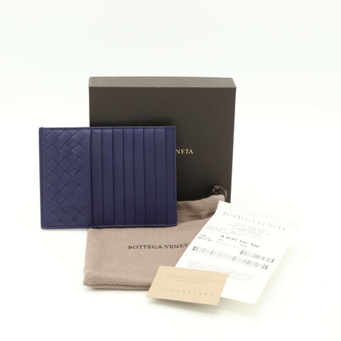 Bottega Veneta 寶緹嘉 Intrecciato 深海藍 牛皮 編織 卡夾