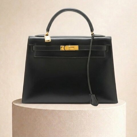 愛馬仕 Hermes Kelly 32 Sellier Box Calf 黑色 金扣 GHW 凱莉32 中古