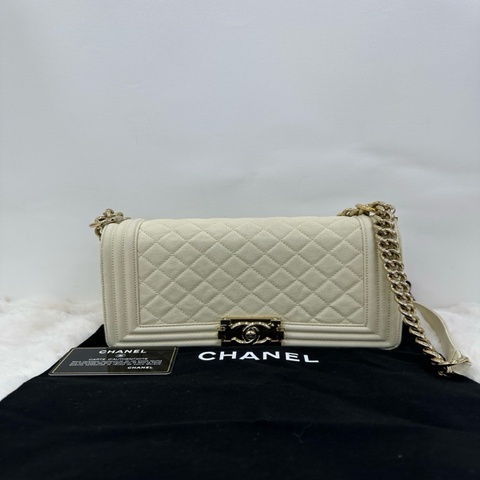 #Chanel 香奈兒#leboy #中號 #荔枝皮 白色 28開