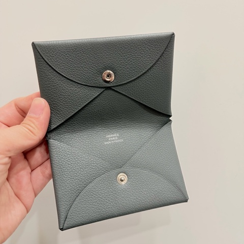 Hermes 愛馬仕 Calvi 卡夾 錫器灰